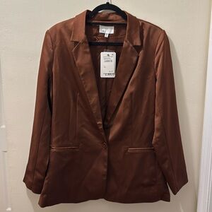 NWT DR2 Brown Silk-Like Blazer